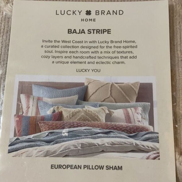 Lucky Brand Baja Woven European Sham. $170 Value. 2 X $59. Each package 1 sham - Picture 5 of 5